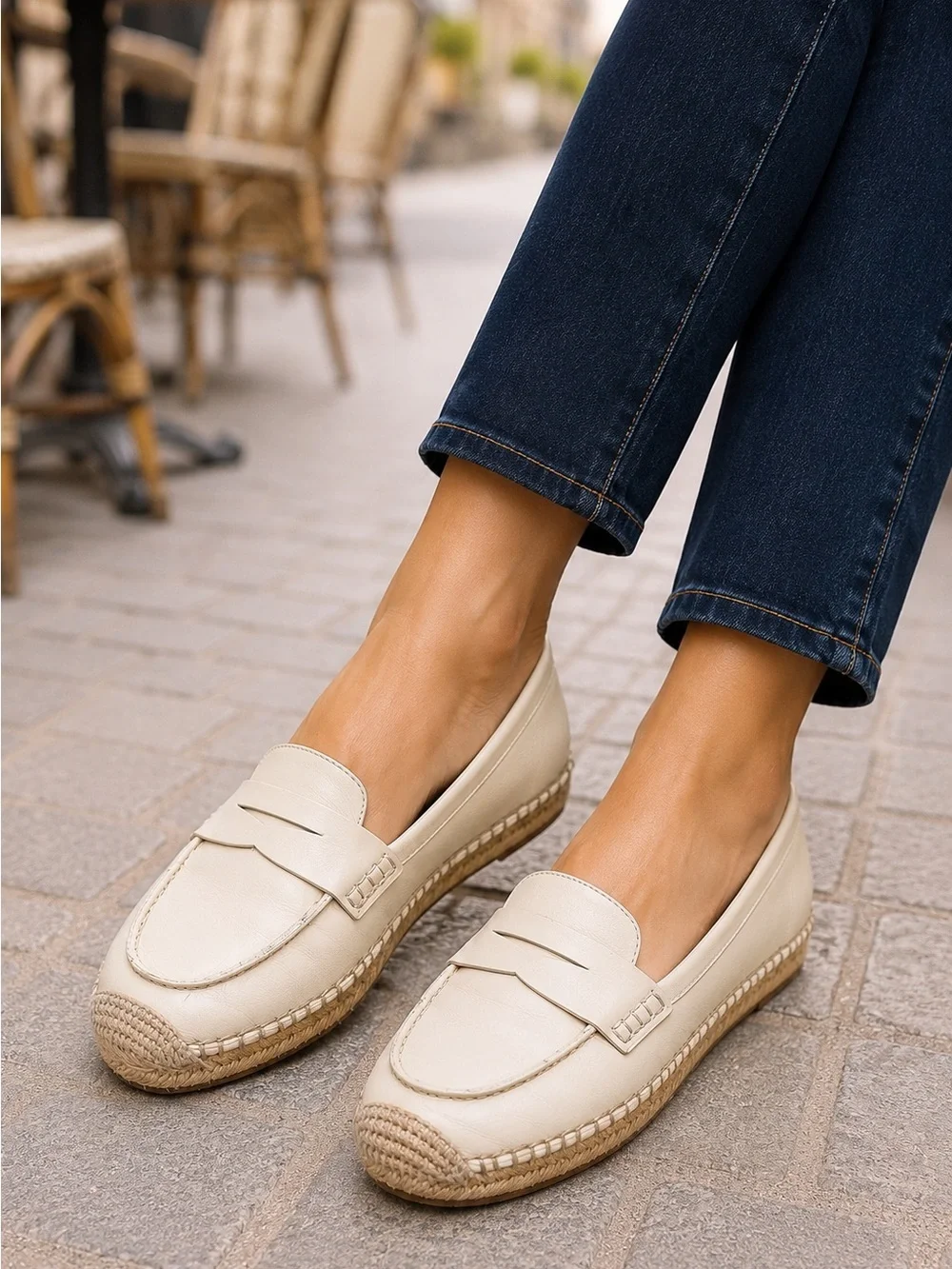 Sam Edelman Kai Cream Ivory Espadrille Penny Loafers Size 8